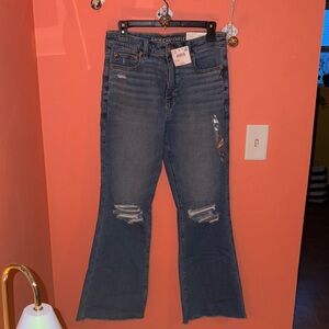 American Eagle Outfitters Distressed Blue Flare Jeans